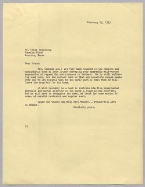 [Letter from I. H. Kempner to Oscar Armstrong, February 25, 1953]