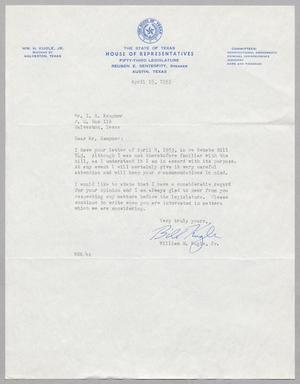 [Letter from William H. Kugle, Jr. to I. H. Kempner, April 15, 1953]