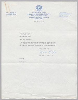 [Letter from William H. Kugle, Jr. to I. H. Kempner, April 1, 1953]