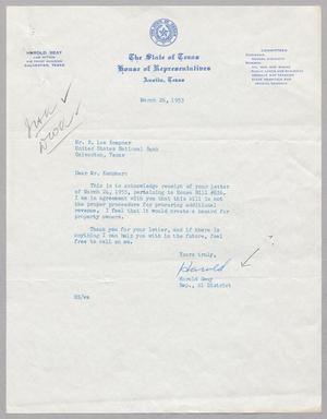 [Letter from Harold Seay to Robert Lee Kempner, March 26, 1953]