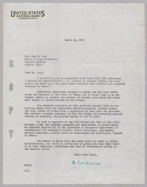 Primary view of object titled '[Letter from Robert Lee Kempner to Harold Seay, March 24, 1953]'.