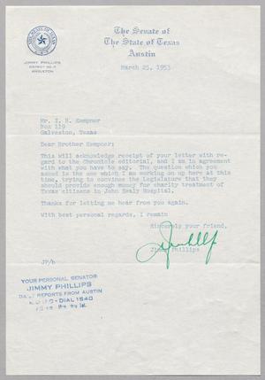 [Letter from Jimmy Phillips to I. H. Kempner, March 25, 1953]