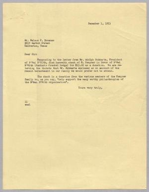 [Letter from I. H. Kempner to Nelson F. Drosnes, December 1, 1953]