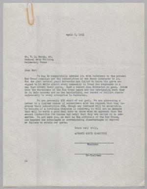 [Letter from the Galveston County Red Cross to W. L. Moody, Jr., April 7, 1953]