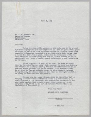 [Letter from Galveston County Red Cross to E. H. Thornton, Sr., April 7, 1953]