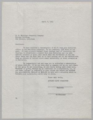 [Letter from Galveston County Red Cross to E. S. Binnings Steamship Company, April 7, 1953]
