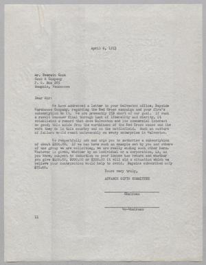 [Letter from Galveston County Red Cross to Everett Cook, April 6, 1953]