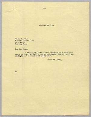 [Letter from I. H. Kempner to F. E. Bates, November 23, 1953]