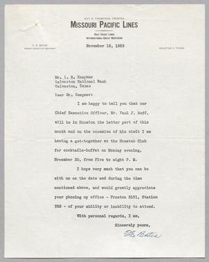 [Letter from F. E. Bates to I. H. Kempner, November 19, 1953]