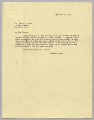 [Letter from I. H. Kempner to Harold L. Bache, September 24, 1953]