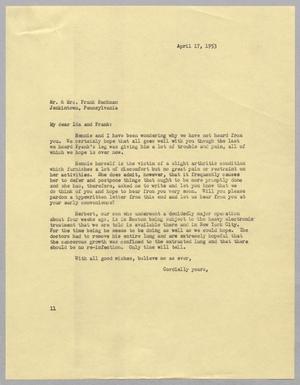 [Letter from I. H. Kempner to Ida and Frank Bachman, April 17, 1953]