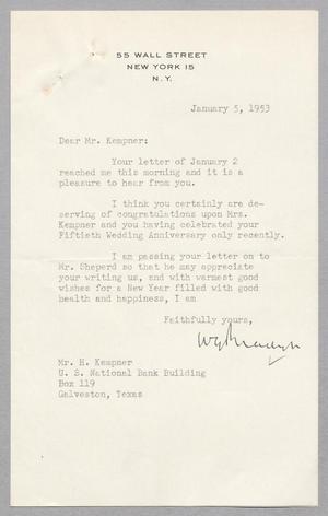 [Letter from William G. Brady to I. H. Kempner, January 5, 1953]