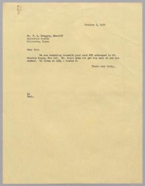 [Letter from A. H. Blackshear, Jr. to F. L. Biaggne, October 3, 1950]