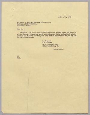 [Letter from D. W. Kempner to John E. Musick, July 13, 1949]