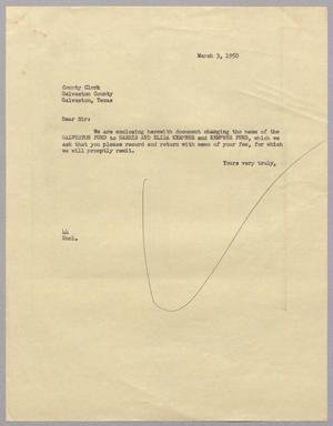 [Letter from A. H. Blackshear, Jr. to County Clerk, March 3, 1950]