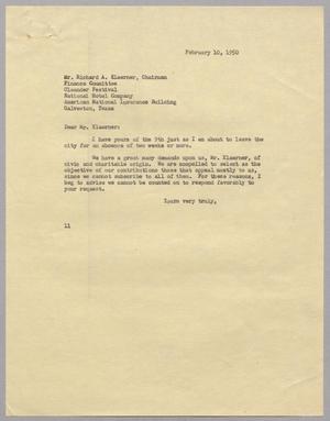 [Letter from I. H. Kempner to Richard A. Klaerner, February 10, 1950]