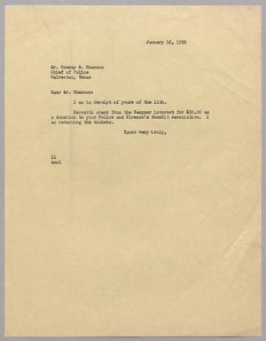 [Letter from I. H. Kempner to Conway M. Shannon, January 16, 1950]