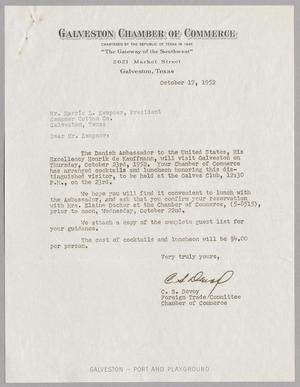 [Letter from C. S. Devoy to Harris Leon Kempner, October 17, 1952]
