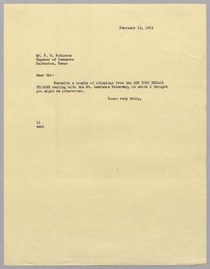 [Letter from I. H. Kempner to F. G. Robinson, February 19, 1952]