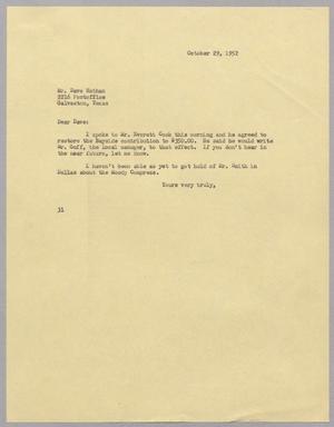 [Letter from Harris Leon Kempner to Mr. Dave Nathan, October 29, 1952]