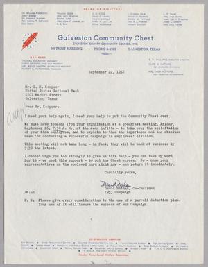[Letter from David Nathan to I. H. Kempner, September 22, 1952]