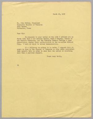 [Letter from I. H. Kempner to John McCray, March 22, 1957]