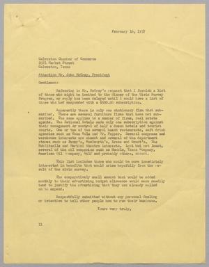 [Letter from I. H. Kempner to John McCray, February 16, 1957]