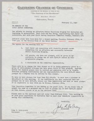 [Letter from Galveston Chamber of Commerce, February 11, 1957]