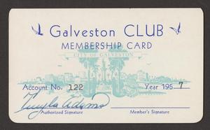 [Galveston Club Membership Card]