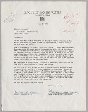 [Letter from Mrs. Harris Leon Kempner and Mrs. Lewis Harris to Kempner Interests, June 2, 1958]