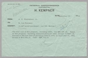 [Letter from A. H. Blackshear, Jr. to Robert Lee Kempner, September 15, 1955]
