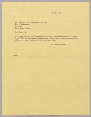 [Letter from T. E. Taylor to Gus F. Jud, May 9, 1958]
