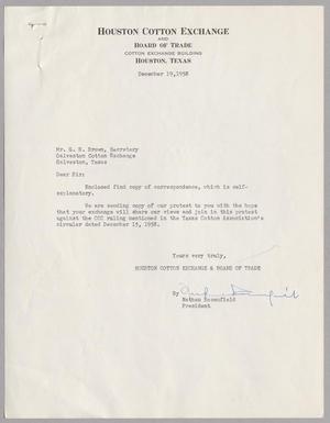 [Letter from Nathan Rosenfield to G. H. Brown, December 19, 1958]