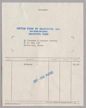 [Annual Pledge Statement: United Fund of Galveston, 1957-1958]