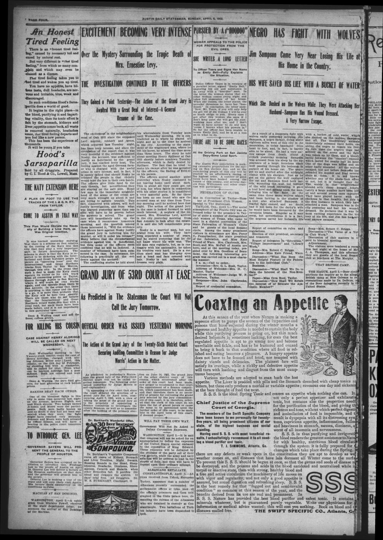 Austin Daily Statesman (Austin, Tex.), Vol. 31, Ed. 1 Sunday, April 6, 1902
                                                
                                                    [Sequence #]: 4 of 16
                                                