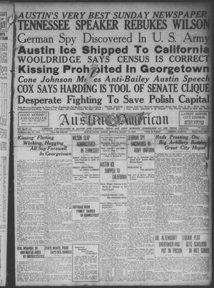 Primary view of object titled 'Austin American (Austin, Tex.), Ed. 1 Sunday, August 15, 1920'.