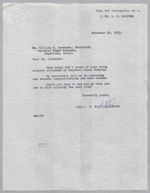 [Letter from Beach Carpenter to William H. Louviere, November 18, 1953]