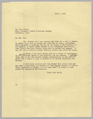 [Letter from I. H. Kempner to Paul Cowley, July 1, 1953]