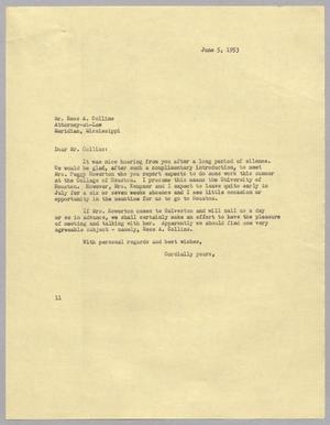 [Letter from I. H. Kempner to Ross A. Collins, June 5, 1953]