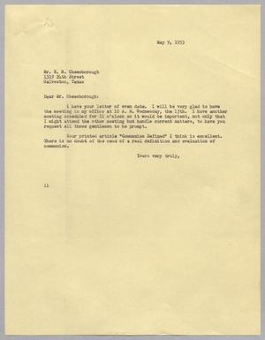 [Letter from I. H. Kempner to E. R. Cheesborough, May 9, 1953]