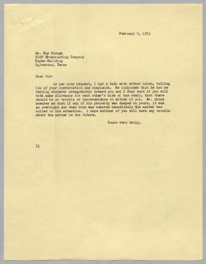 Primary view of object titled '[Letter from I. H. Kempner to Roy Clough, February 9, 1953]'.