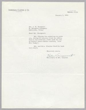 [Letter from Helen Ainsworth to I. H. Kempner, January 3, 1953]