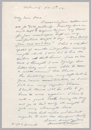[Letter from Herman Cohen to I. H. Kempner, November 5, 1952]