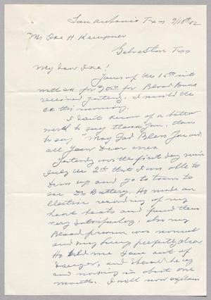 [Letter from Herman Cohen to I. H. Kempner, September 18, 1952]