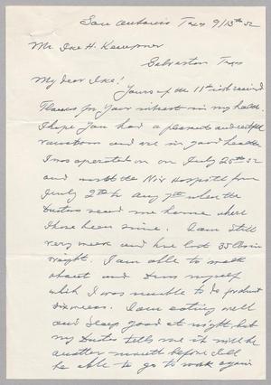 [Letter from Herman Cohen to I. H. Kempner, September 13, 1952]