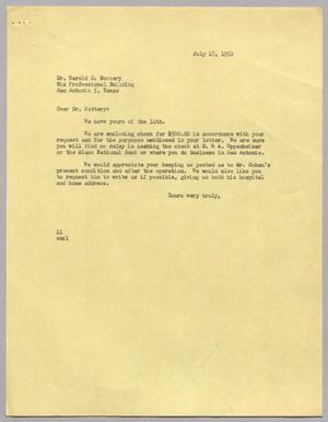 [Letter from I. H. Kempner to Harold D. Buttery, July 17, 1952]