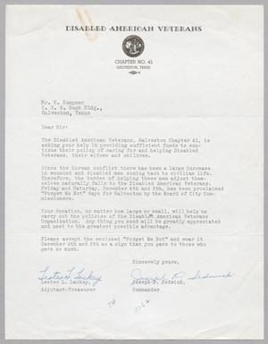 [Letter from Galveston Disabled American Veterans to I. H. Kempner]