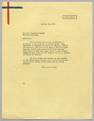 [Letter from A. H. Blackshear, Jr. to Dow Chemical Company, October 10, 1953]