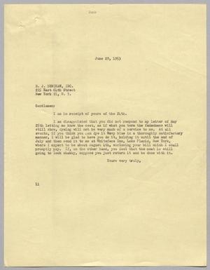 [Letter from I. H. Kempner to B. J. Denihan, Inc., June 29, 1953]