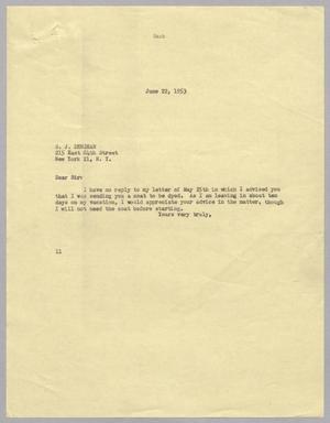 [Letter from I. H. Kempner to B. J. Denihan, June 22, 1953]